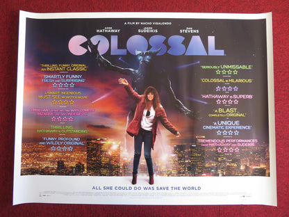 COLOSSAL UK QUAD (30"x 40") ROLLED POSTER ANNE HATHAWAY JASON SUDEIKIS 2016