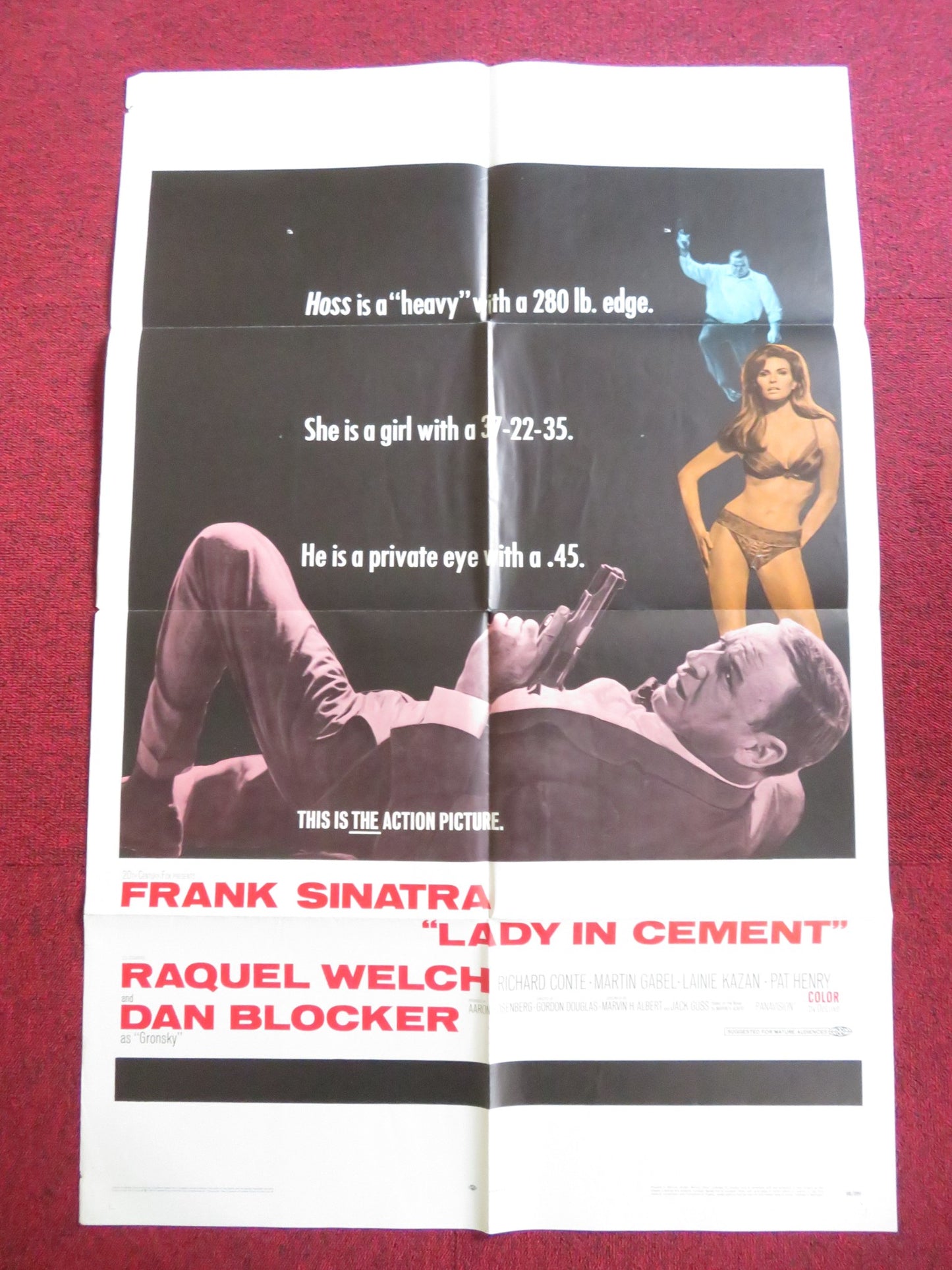 LADY IN CEMENT FOLDED US ONE SHEET POSTER FRANK SINATRA RAQUEL WELCH 1968