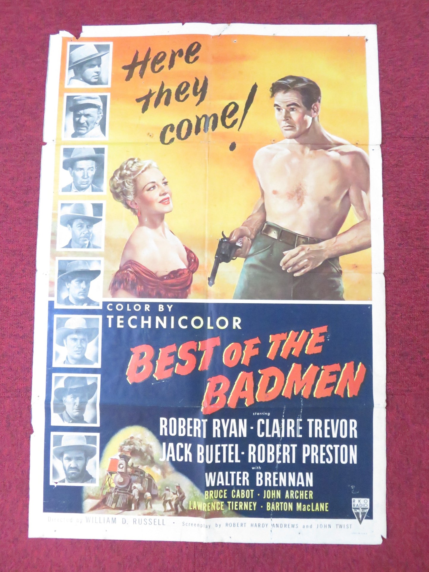 BEST OF THE BADMEN FOLDED US ONE SHEET POSTER ROBERT RYAN CLAIRE TREVOR 1951