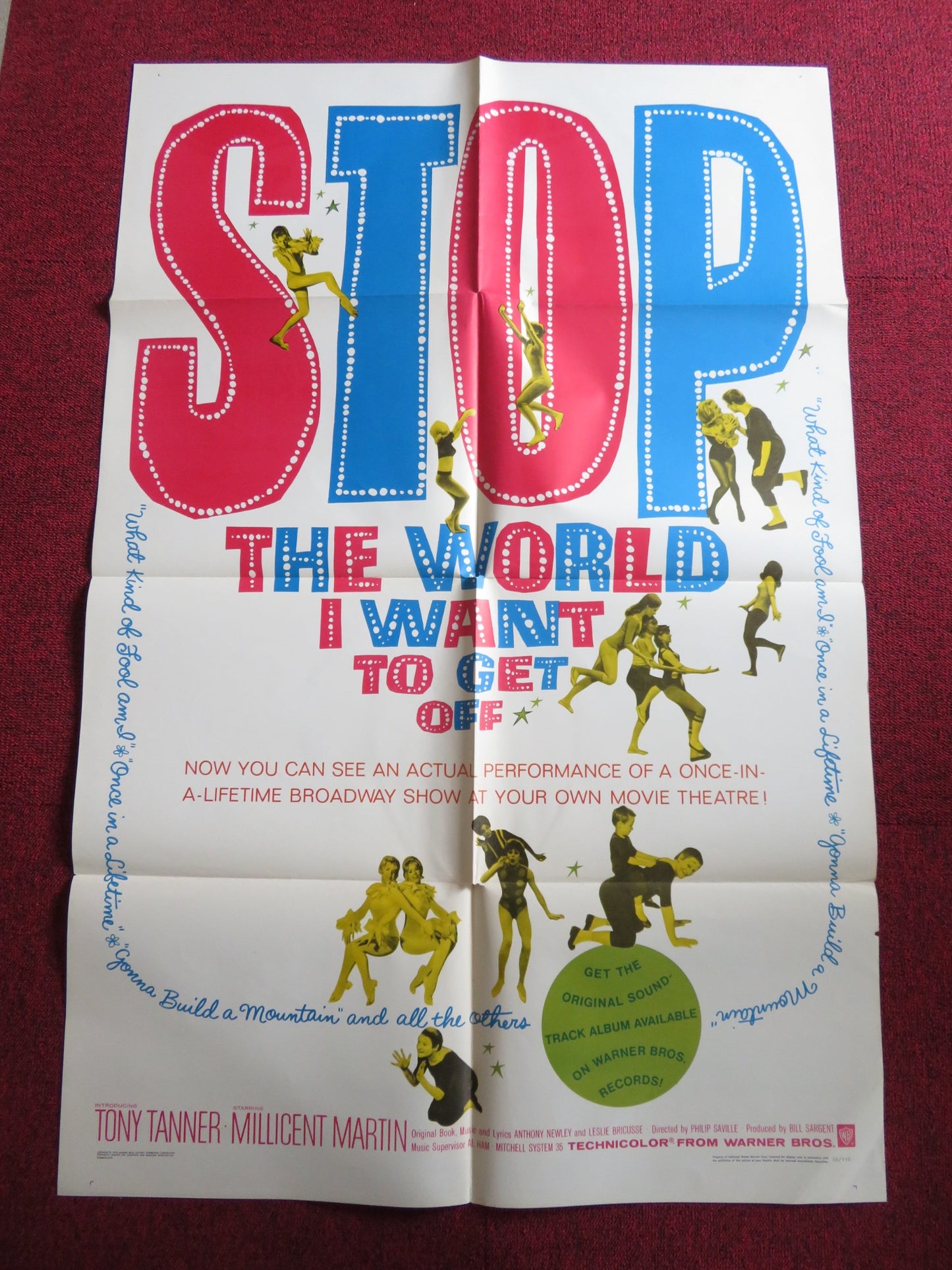 STOP THE WORLD I WANT TO GET OFF FOLDED US ONE SHEET POSTER TONY TANNER 1966