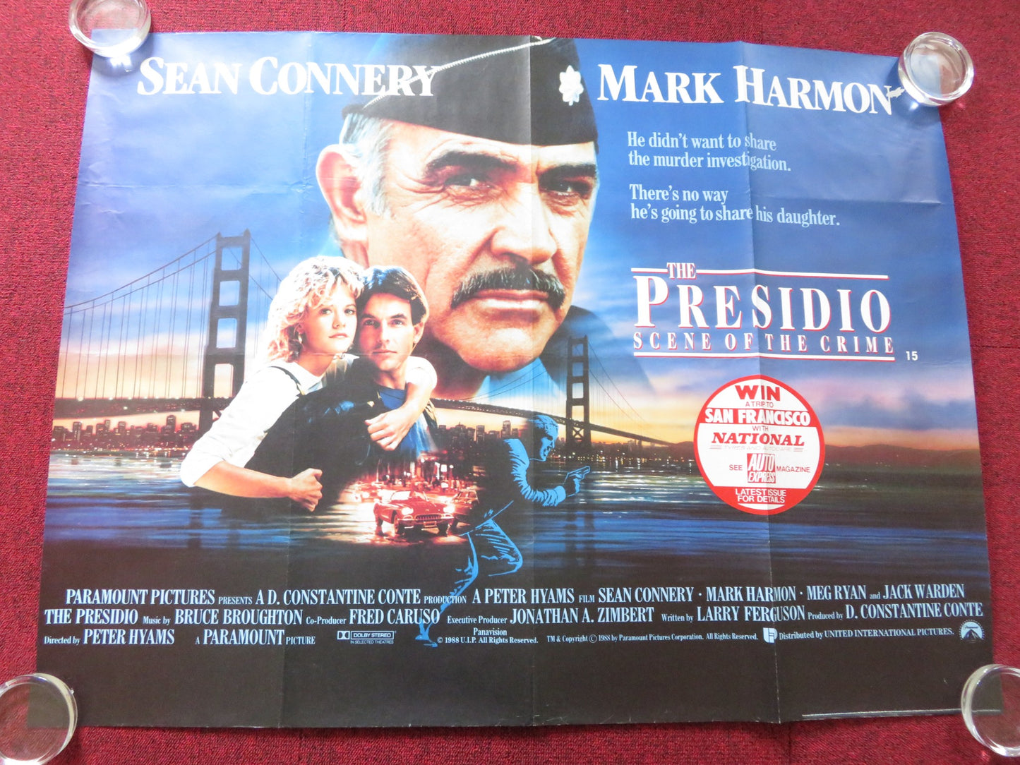 THE PRESIDO UK QUAD (30"x 40") ROLLED POSTER SEAN CONNERY MARK HARMON 1988