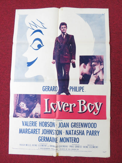 LOVER BOY / KNAVE OF HEARTS FOLDED US ONE SHEET POSTER GERARD PHILIPE 1955