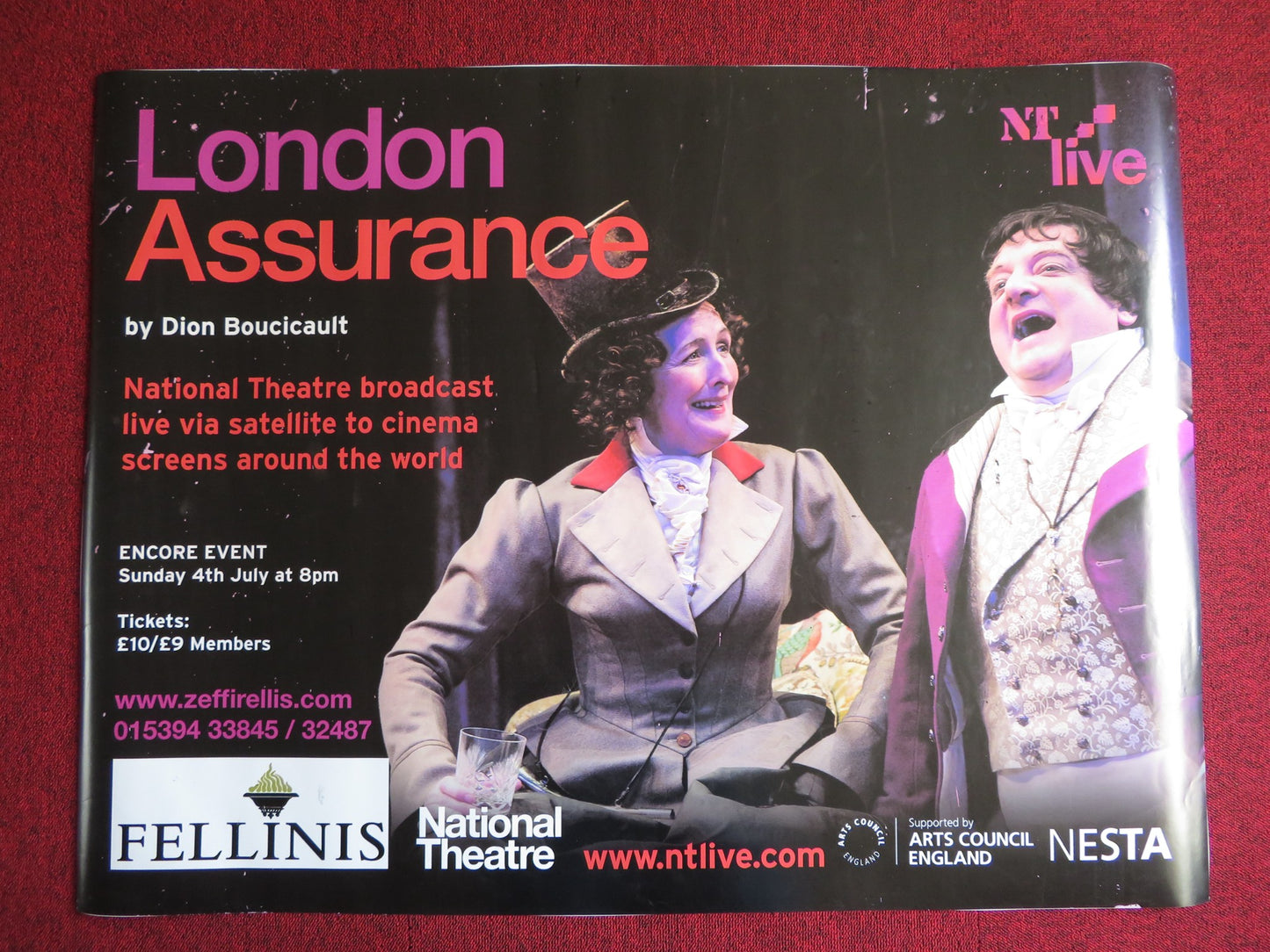 NATIONAL THEATRE LIVE: LONDON ASSURANCE UK QUAD (30"x 40") ROLLED POSTER 2010