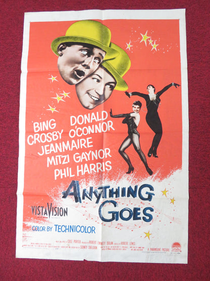 ANYTHING GOES FOLDED US ONE SHEET POSTER BING CROSBY DONALD O'CONNOR 1956