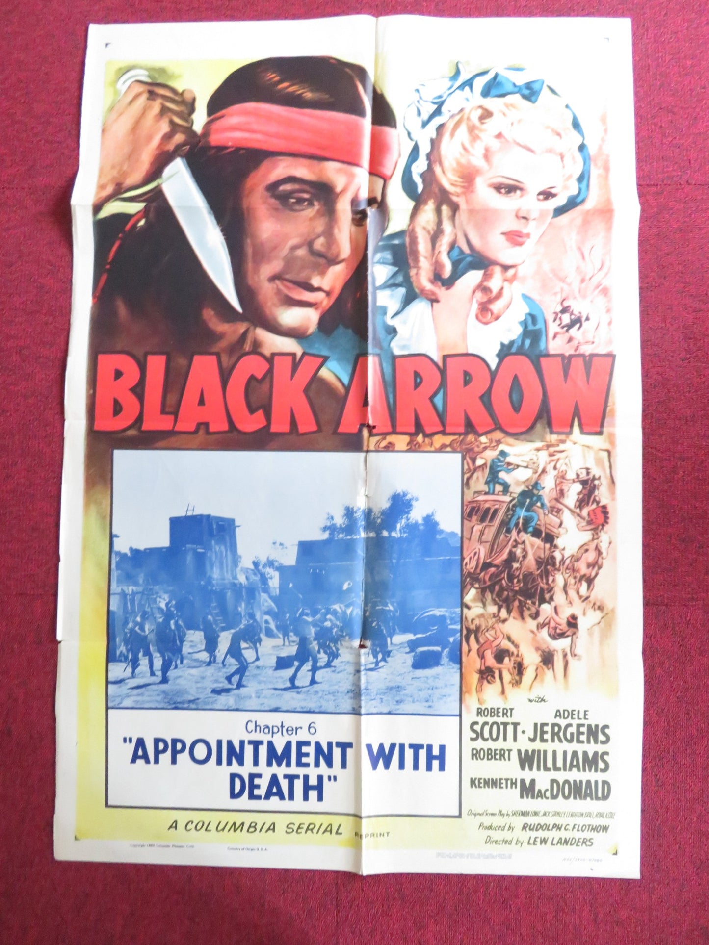 BLACK ARROW FOLDED US ONE SHEET POSTER CHAPTER 6 ROBERT SCOTT ADELE JERGENS 1955