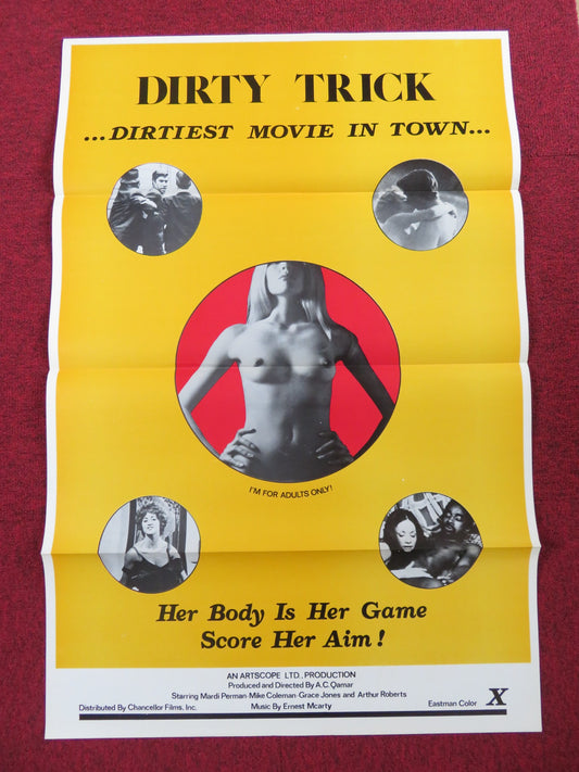 DIRTY TRICK / Deadly Vengeance US TRI FOLDED ONE SHEET ROLLED POSTER 1972