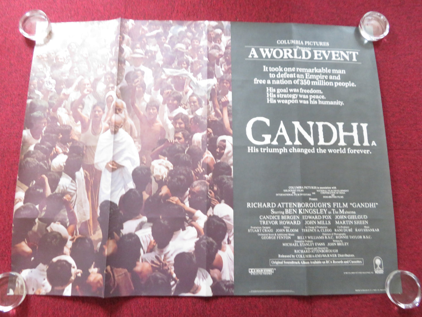 GANDHI UK QUAD (30"x 40") ROLLED POSTER BEN KINGSLEY ROSHAN SETH 1982