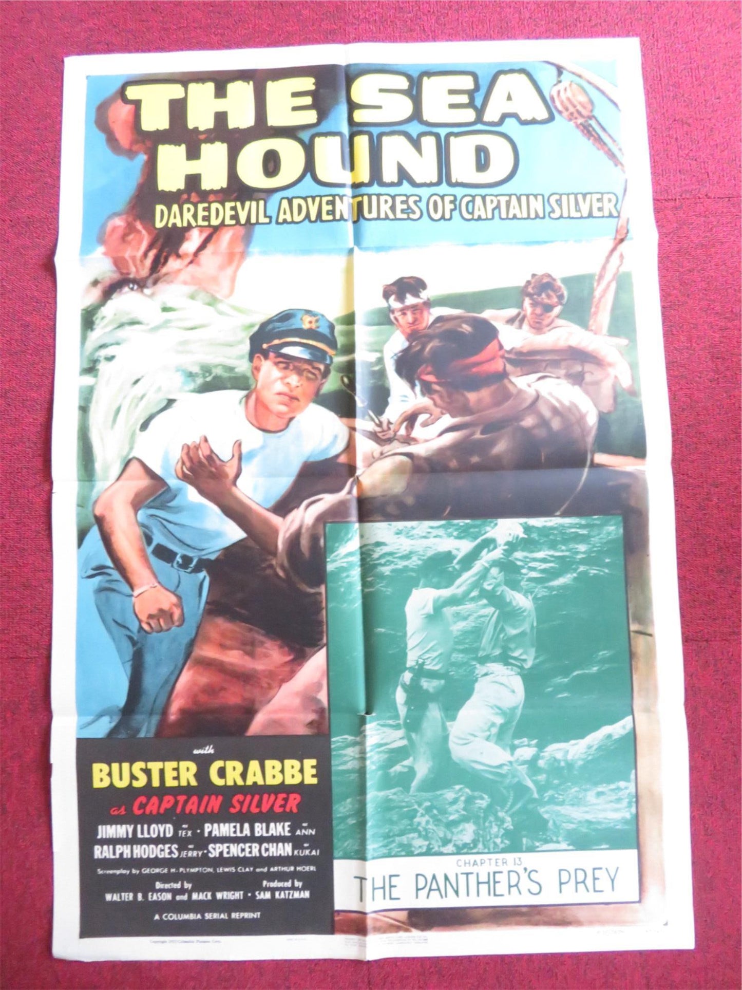 THE SEA HOUND FOLDED US ONE SHEET POSTER CHAPTER 13 BUSTER CRABBE J. LLOYD 1955