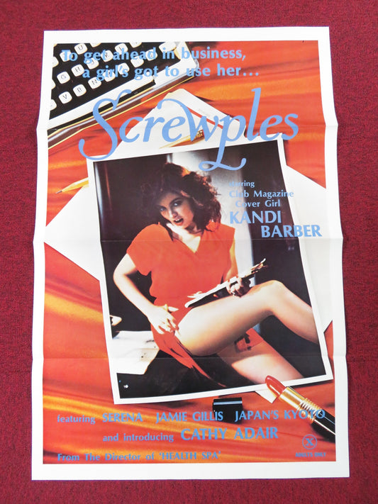 SCREWPLES US TRI FOLDED ONE SHEET ROLLED POSTER KANDI BARBOUR SERENA 1979