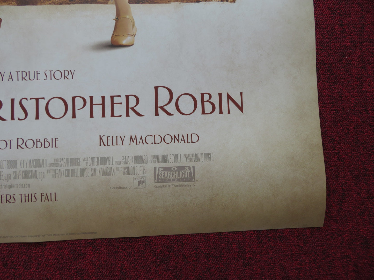 GOODBYE CHRISTOPHER ROBIN US ONE SHEET ROLLED POSTER D.GLEESON M.ROBBIE 2017