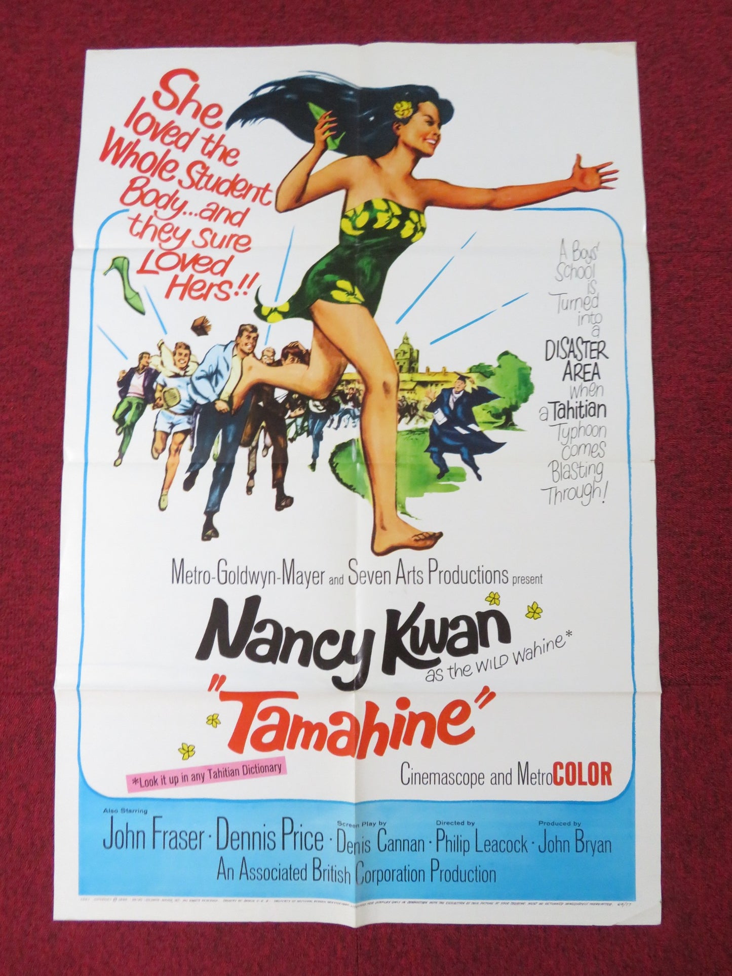 TAMAHINE FOLDED US ONE SHEET POSTER JOHN FRASER DENNIS PRICE 1964