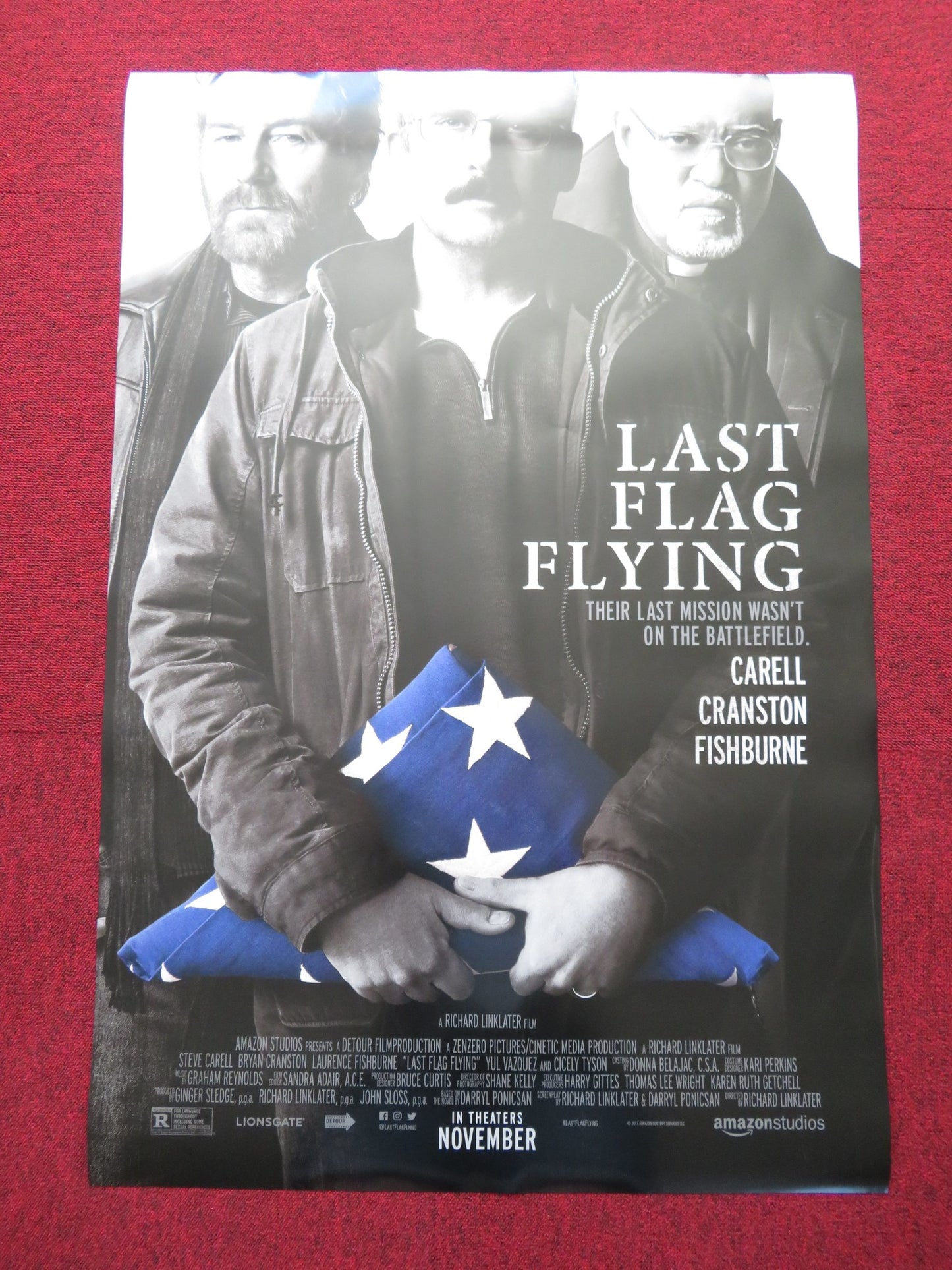 LAST FLAG FLYING US ONE SHEET ROLLED POSTER BRYAN CRANSTON L. FISHBURNE 2017