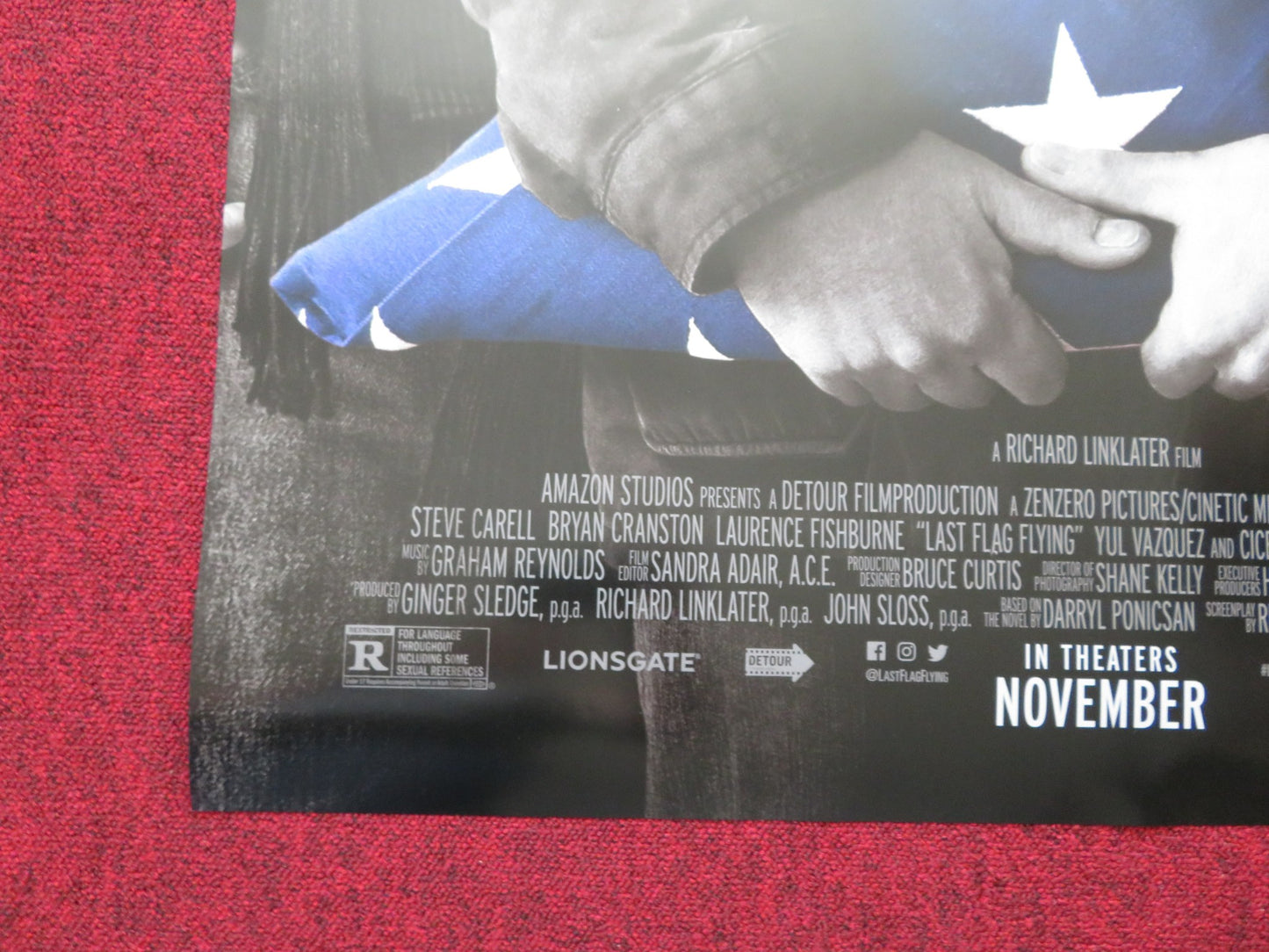 LAST FLAG FLYING US ONE SHEET ROLLED POSTER BRYAN CRANSTON L. FISHBURNE 2017