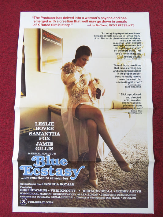 BLUE ECSTASY US TRI FOLDED ONE SHEET ROLLED POSTER L. BOVEE SAMANTHA FOX 1980