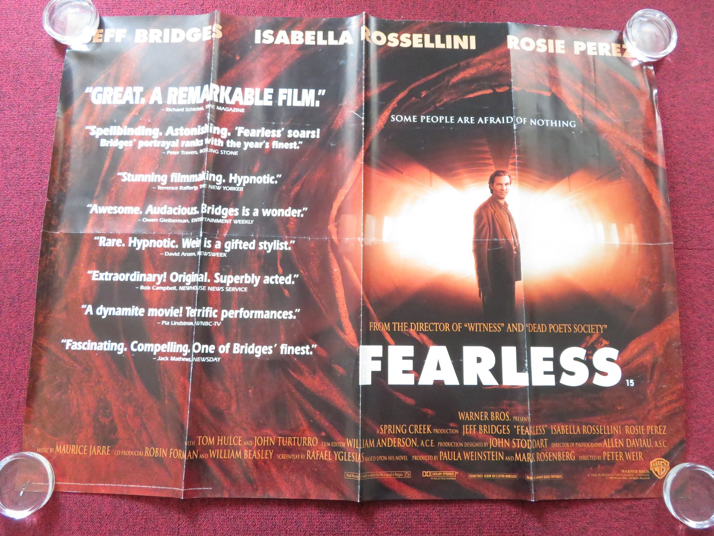 FEARLESS UK QUAD (30"x 40") ROLLED POSTER JEFF BRIDGES ISBAELLA ROSSELLINI 1993