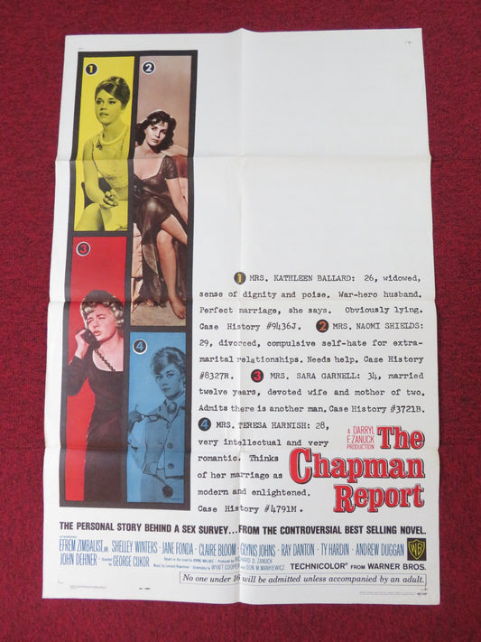 THE CHAPMAN REPORT FOLDED US ONE SHEET POSTER EFREM ZIMBALIST JR. 1962