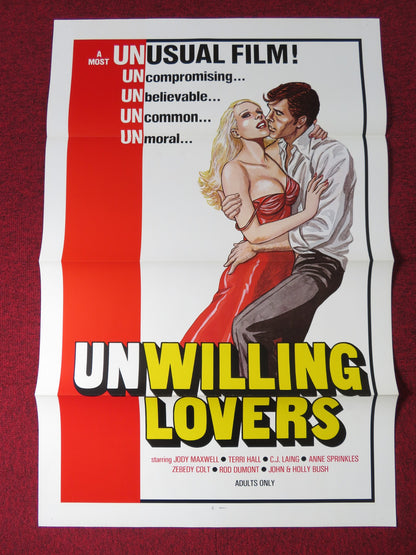 UNWILLING LOVERS US TRI FOLDED ONE SHEET ROLLED POSTER JODY MAXWELL 1977