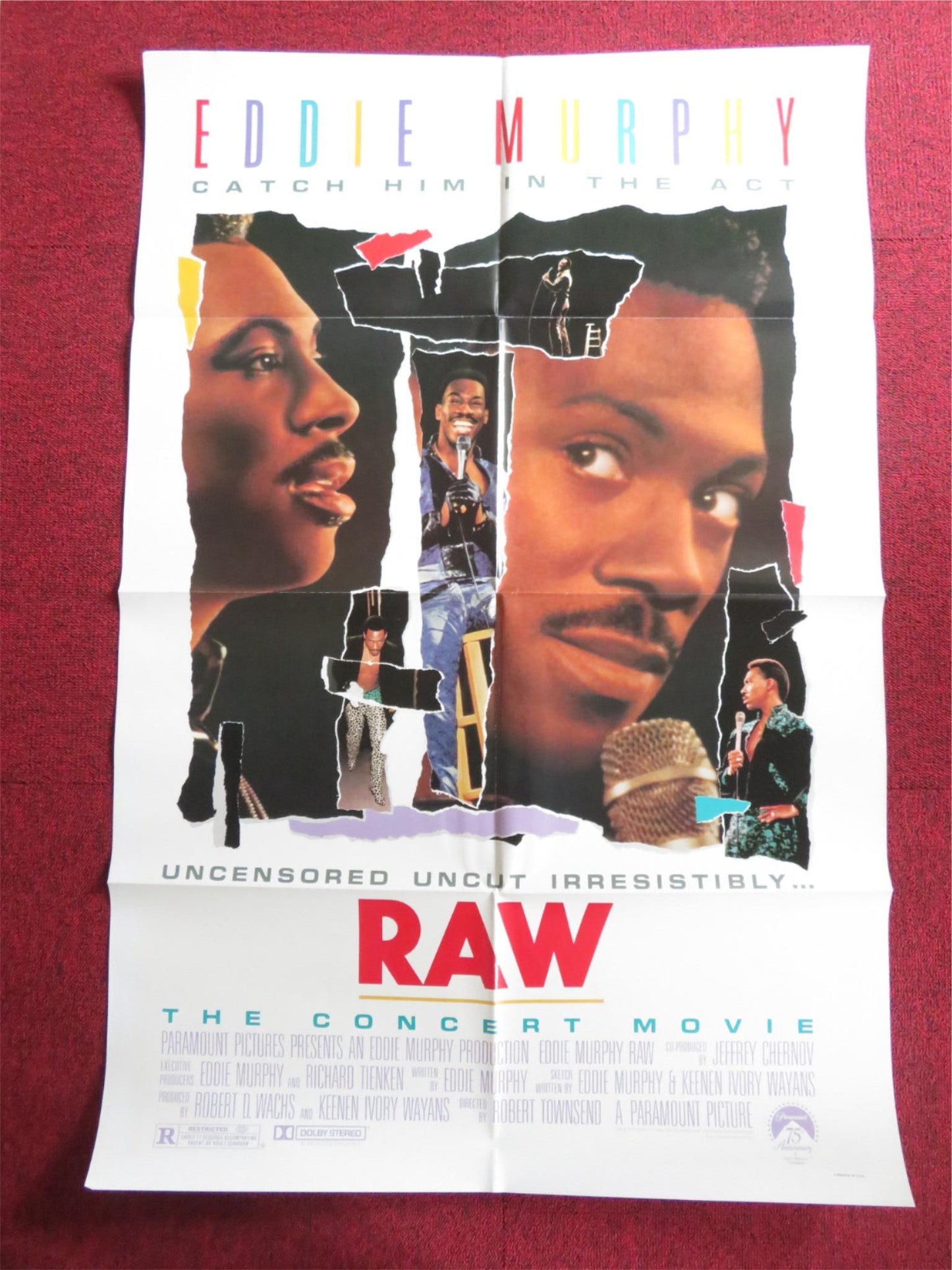 EDDIE MURPHY: RAW FOLDED US ONE SHEET POSTER SAMUEL L. JACKSON 1987