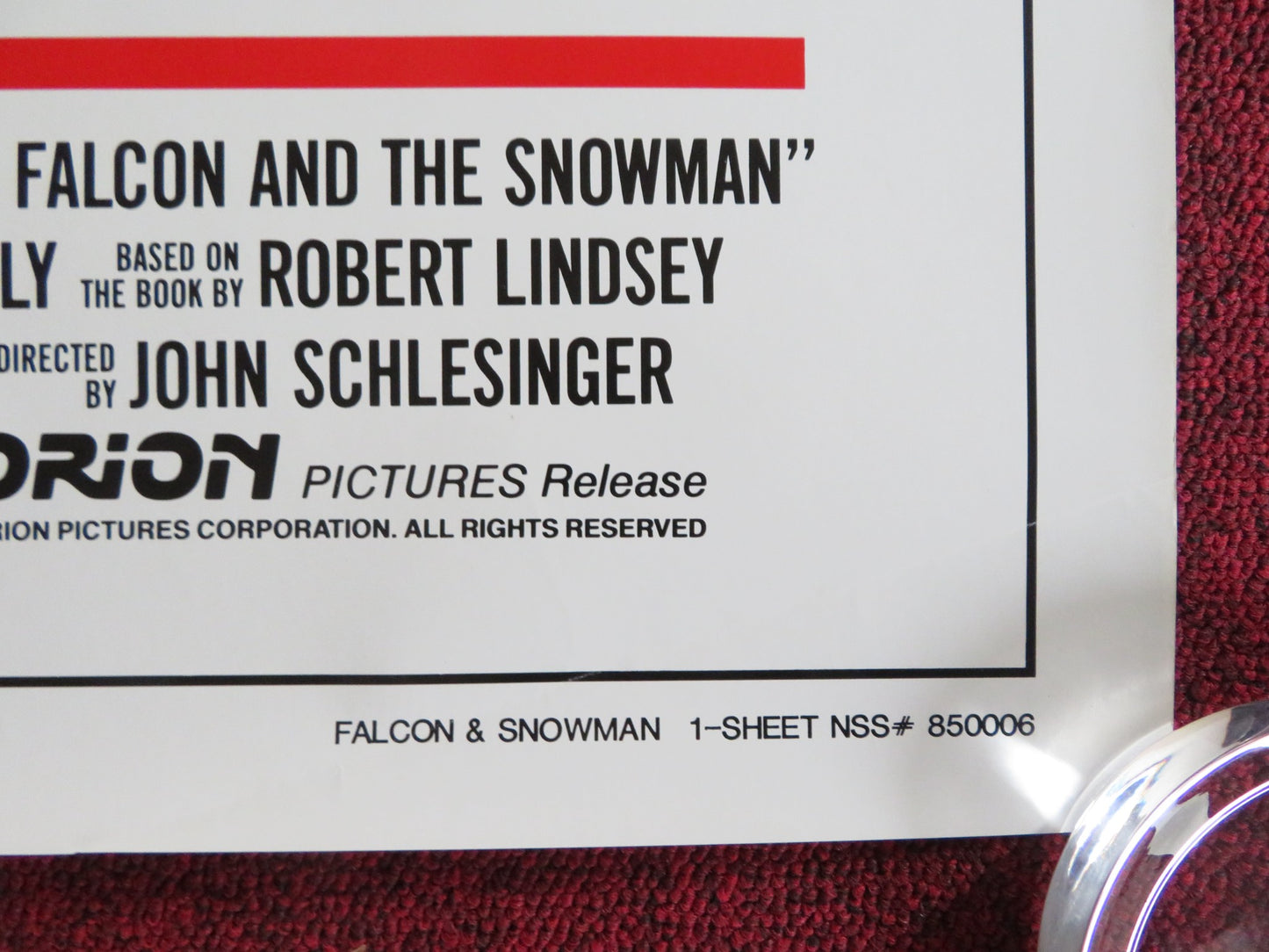 THE FALCON AND THE SNOWMAN FOLDED US ONE SHEET POSTER SEAN PENN T. HUTTON 1984