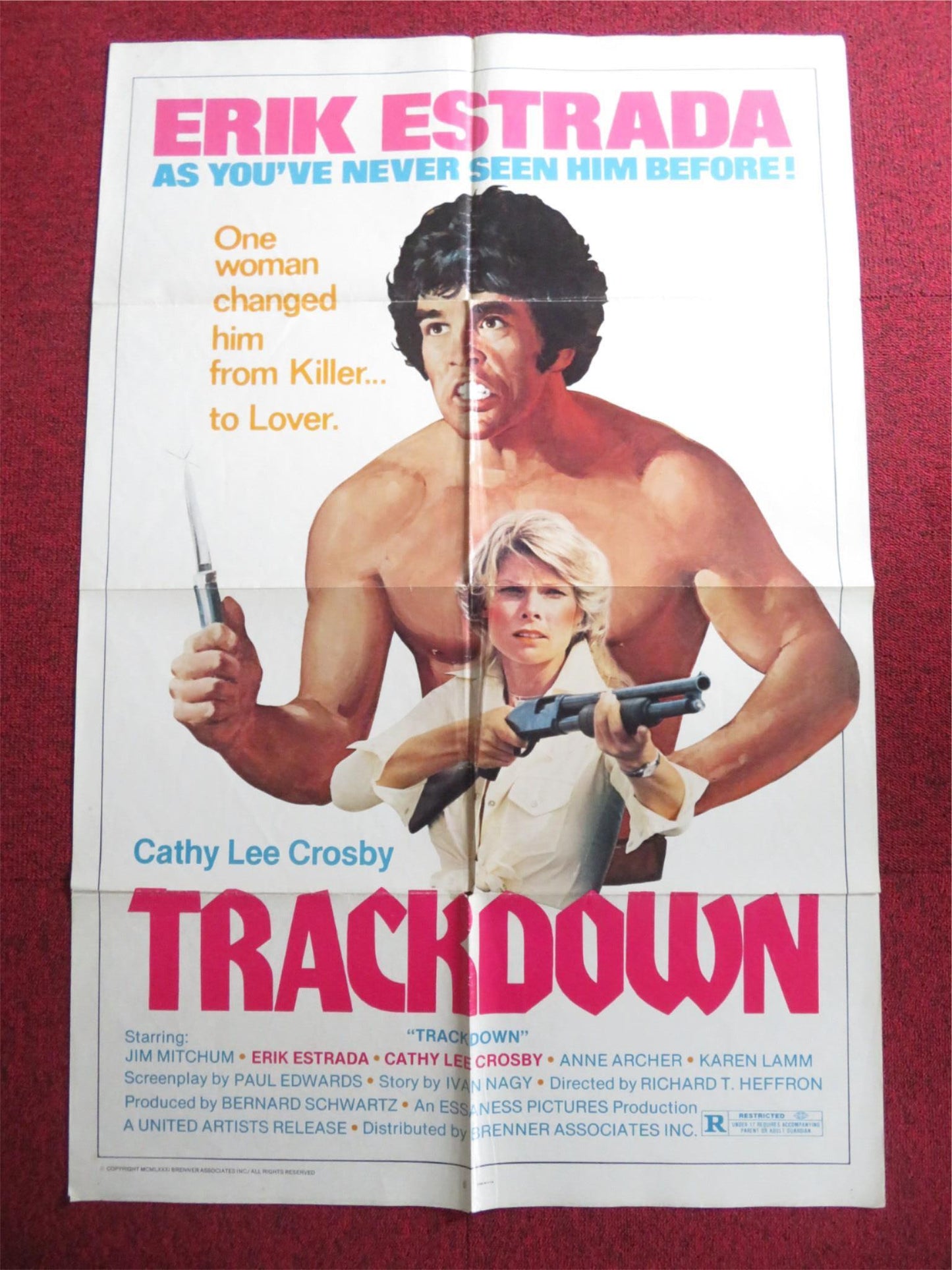 TRACKDOWN FOLDED US ONE SHEET POSTER JAMES MITCHUM KAREN LAMM 1981