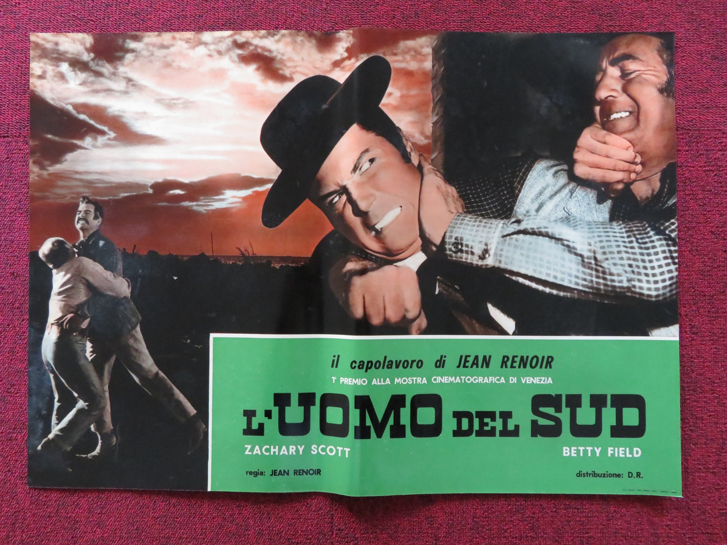 L'UOMO DEL SUD - E ITALIAN FOTOBUSTA POSTER ZACHARY SCOTT BETTY FIELD 1945