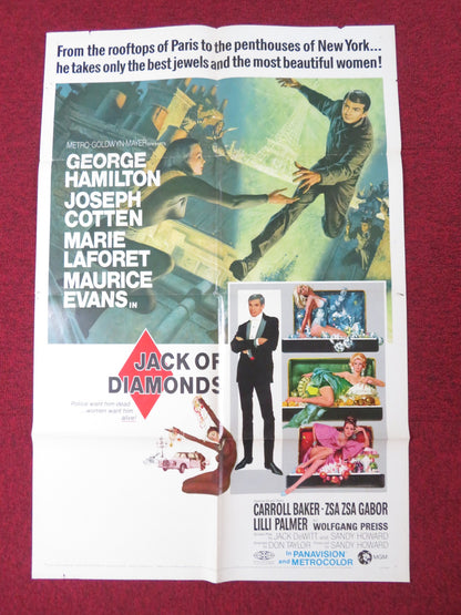 JACK OF DIAMONDS FOLDED US ONE SHEET POSTER GEORGE HAMILTON JOSEPH COTTEN 1967