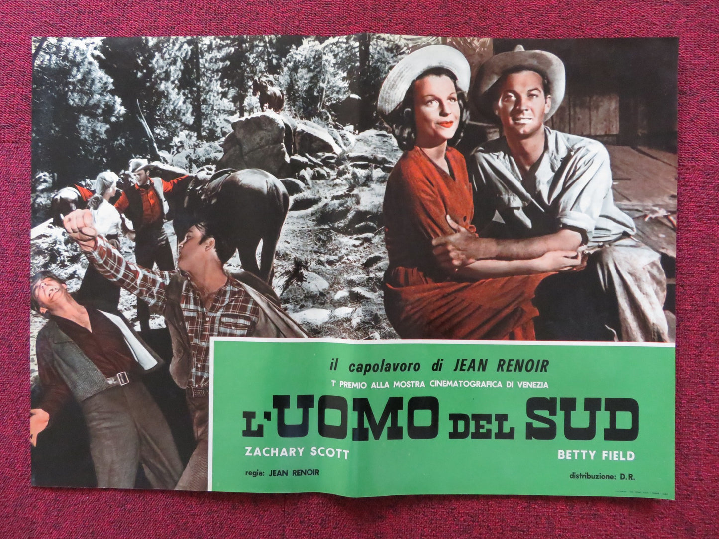 L'UOMO DEL SUD - H ITALIAN FOTOBUSTA POSTER ZACHARY SCOTT BETTY FIELD 1945