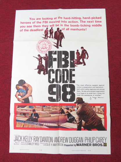 FBI CODE 98 FOLDED US ONE SHEET POSTER JACK KELLY RAY DANTON 1963