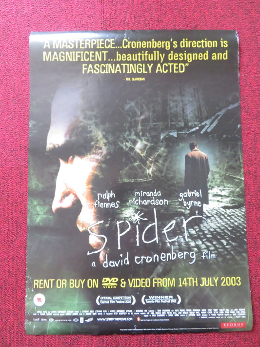 SPIDER VHS VIDEO POSTER DAVID CRONENBERG  RALPH FIENNES 2002