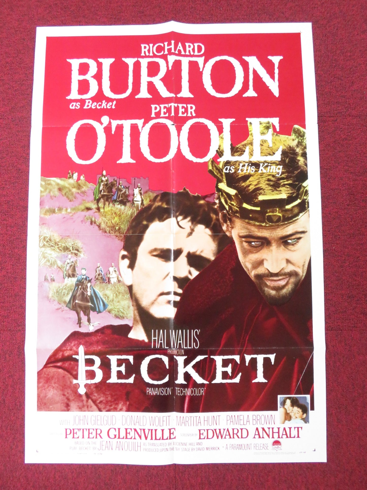 BECKET FOLDED US ONE SHEET POSTER RICHARD BURTON PETER O'TOOLE 1964