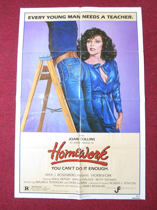 HOMEWORK FOLDED US ONE SHEET POSTER JOAN COLLINS MICHAEL MORGAN 1982