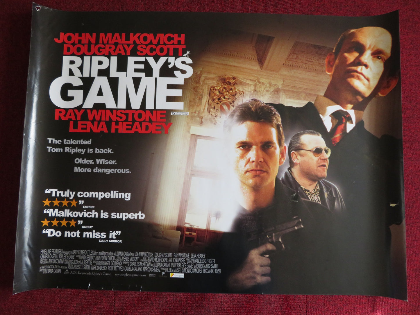 RIPLEY'S GAME UK QUAD (30"x 40") ROLLED POSTER RAY WINSTONE JOHN MALKOVICH 2002