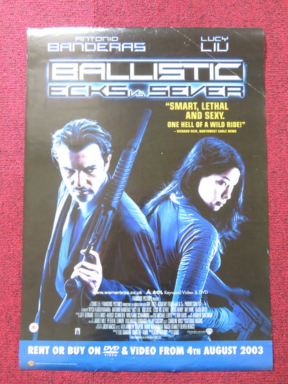 BALLISTIC ECKS VS. SEVER  VHS VIDEO POSTER ANTONIO BANDERAS LUCY LIU 2002