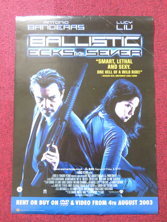 BALLISTIC ECKS VS. SEVER  VHS VIDEO POSTER ANTONIO BANDERAS LUCY LIU 2002