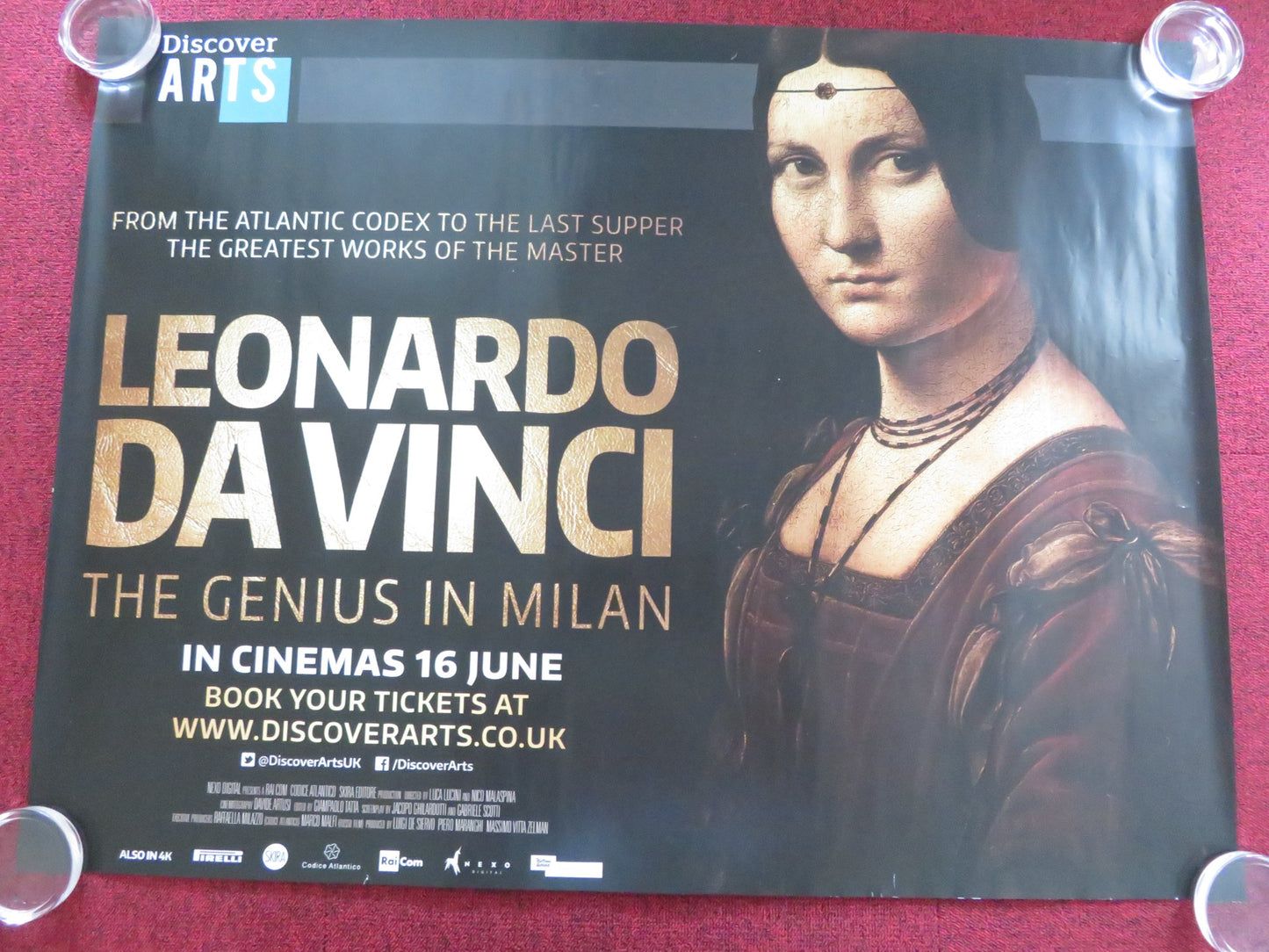 LEONARDO DA VINCI: THE GENIUS IN MILAN UK QUAD ROLLED POSTER VINCENZO AMATO 2016