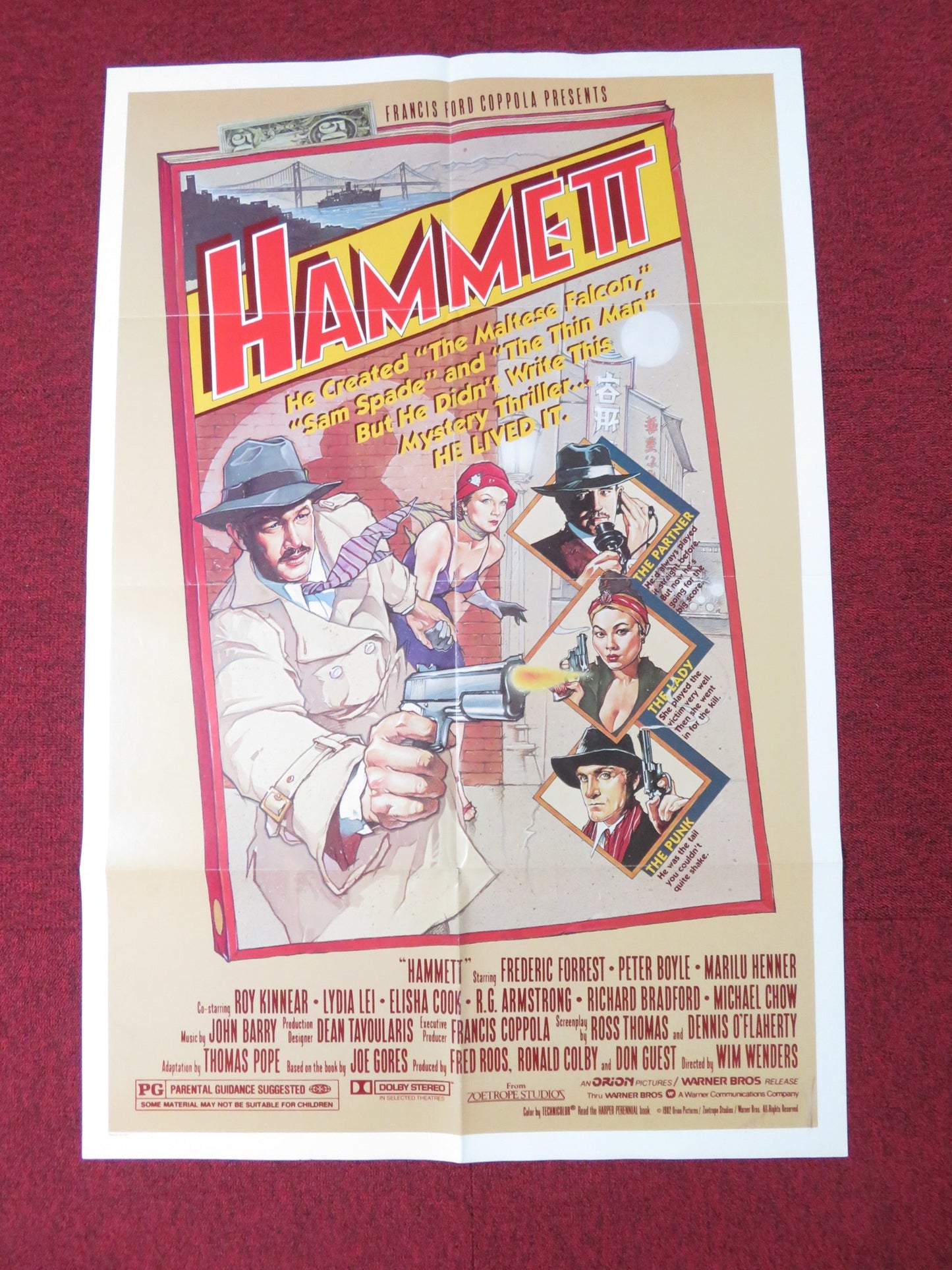 HAMMETT FOLDED US ONE SHEET POSTER FREDERIC FORREST PETER BOYLE 1982