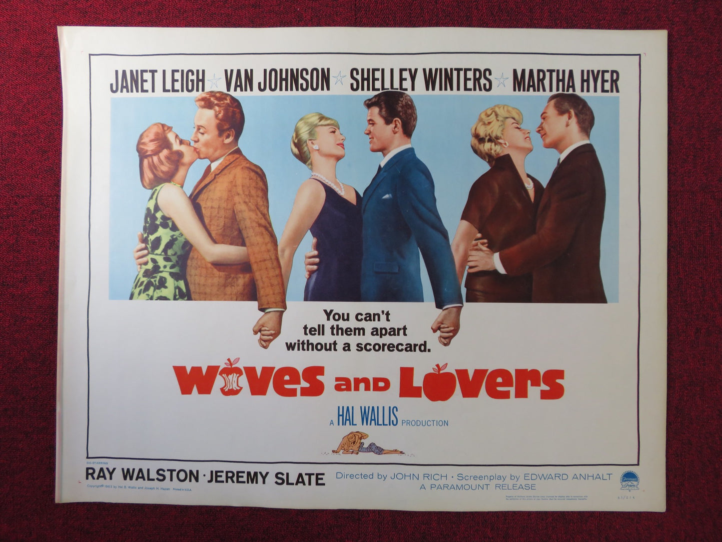 WIVES AND LOVERS US HALF SHEET (22"x 28") POSTER JANET LEIGH VAN JOHNSON 1963