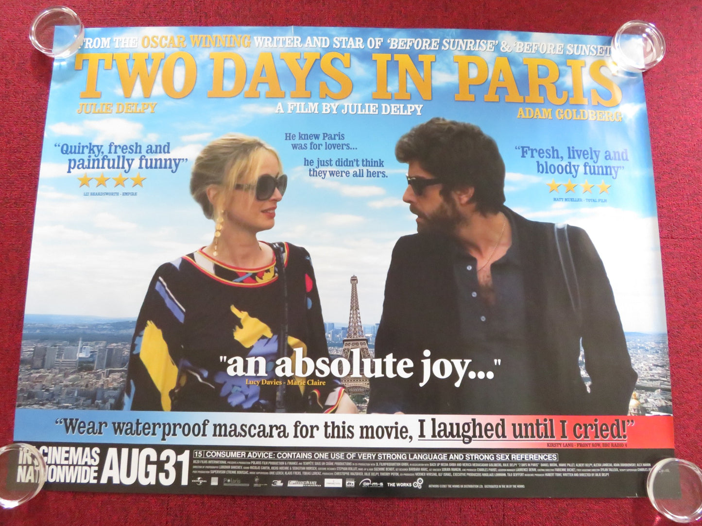 TWO DAYS IN PARIS UK QUAD ROLLED POSTER ADAM GOLDBERG JULIE DELPY 2007