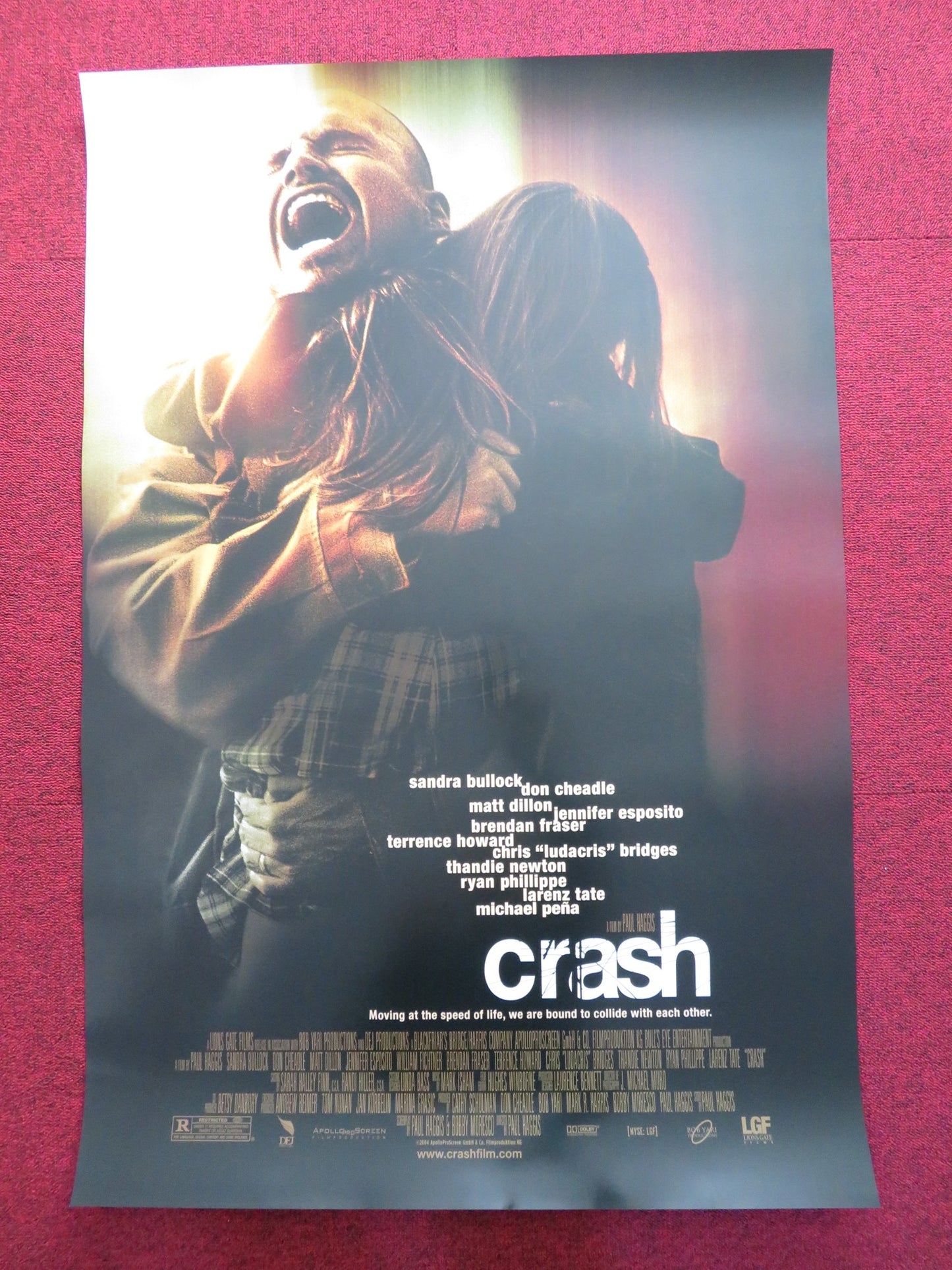 CRASH US ONE SHEET ROLLED POSTER SANDRA BULLOCK GEORGE CLOONEY 2004