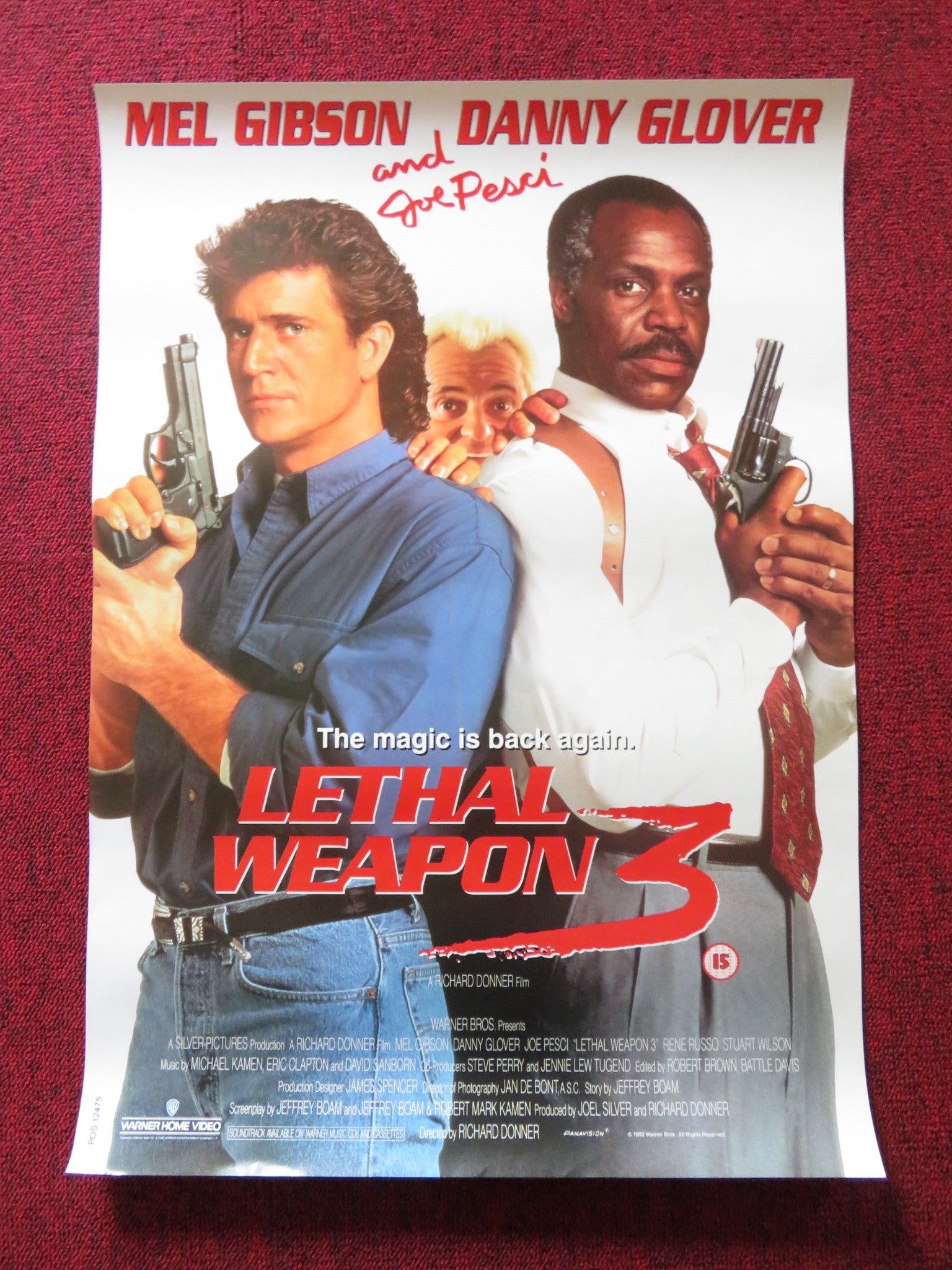 LETHAL WEAPON 3 VHS VIDEO POSTER MEL GIBSON DANNY GLOVER 1992 ...