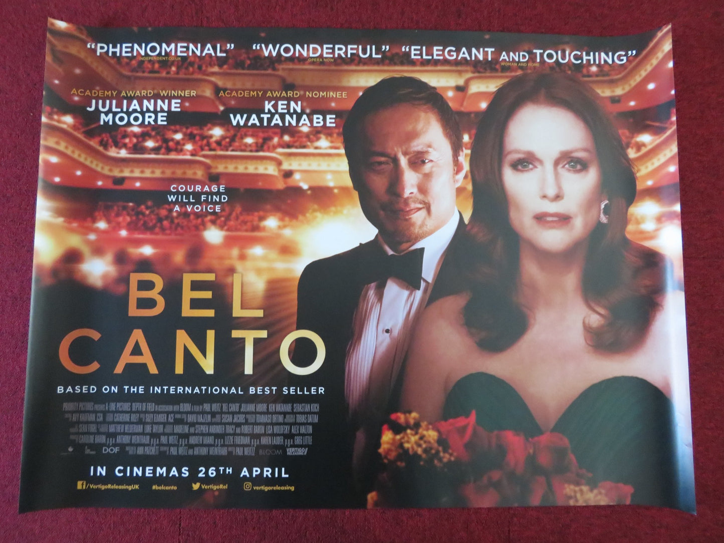 BEL CANTO UK QUAD (30"x 40") ROLLED POSTER JULIANNE MOORE KEN WATANABE 2018