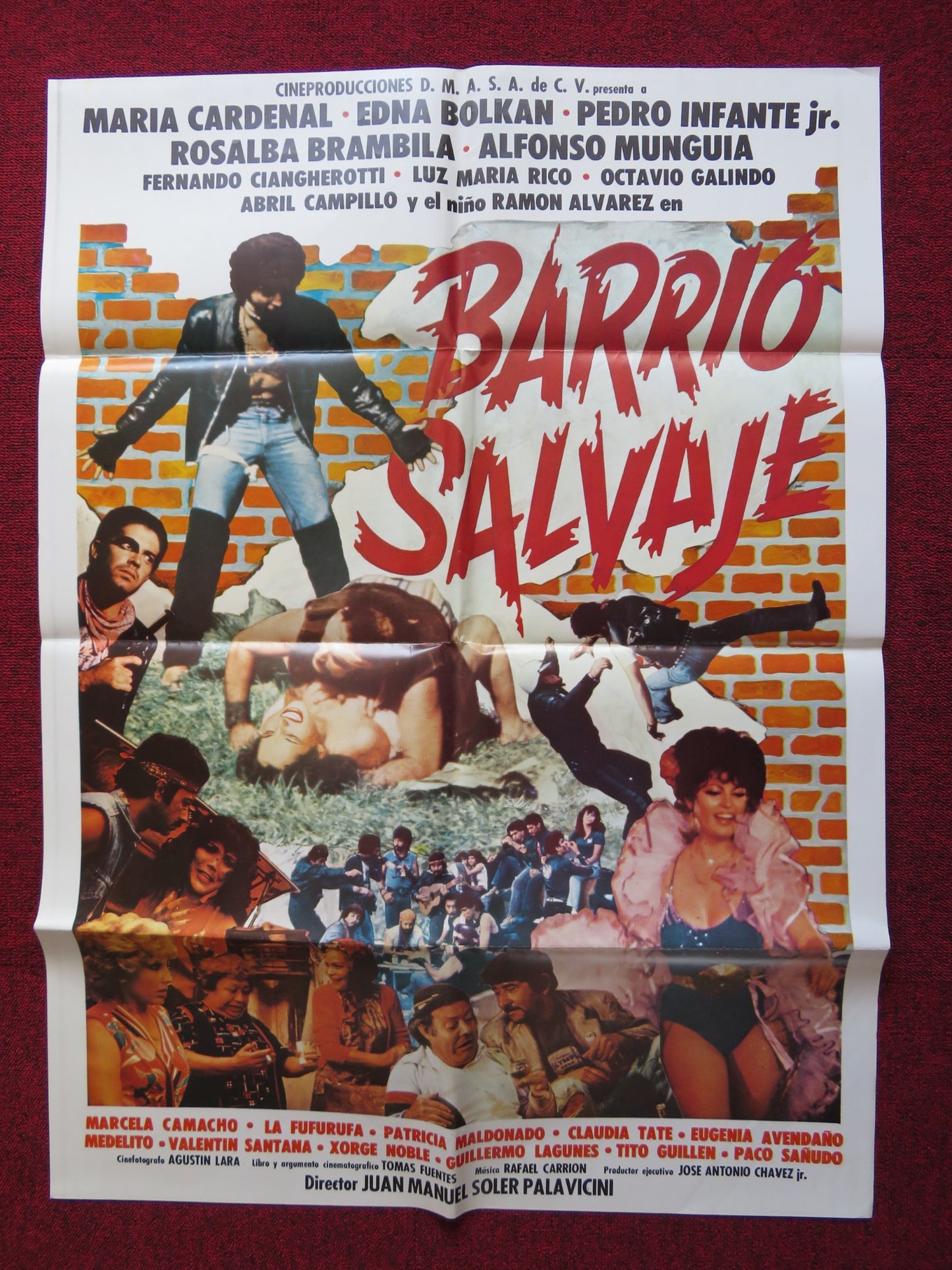 BARRIO SALVAJE FOLDED MEXICAN POSTER MARIA CARDINAL PEDRO INFANTE JR. 1985