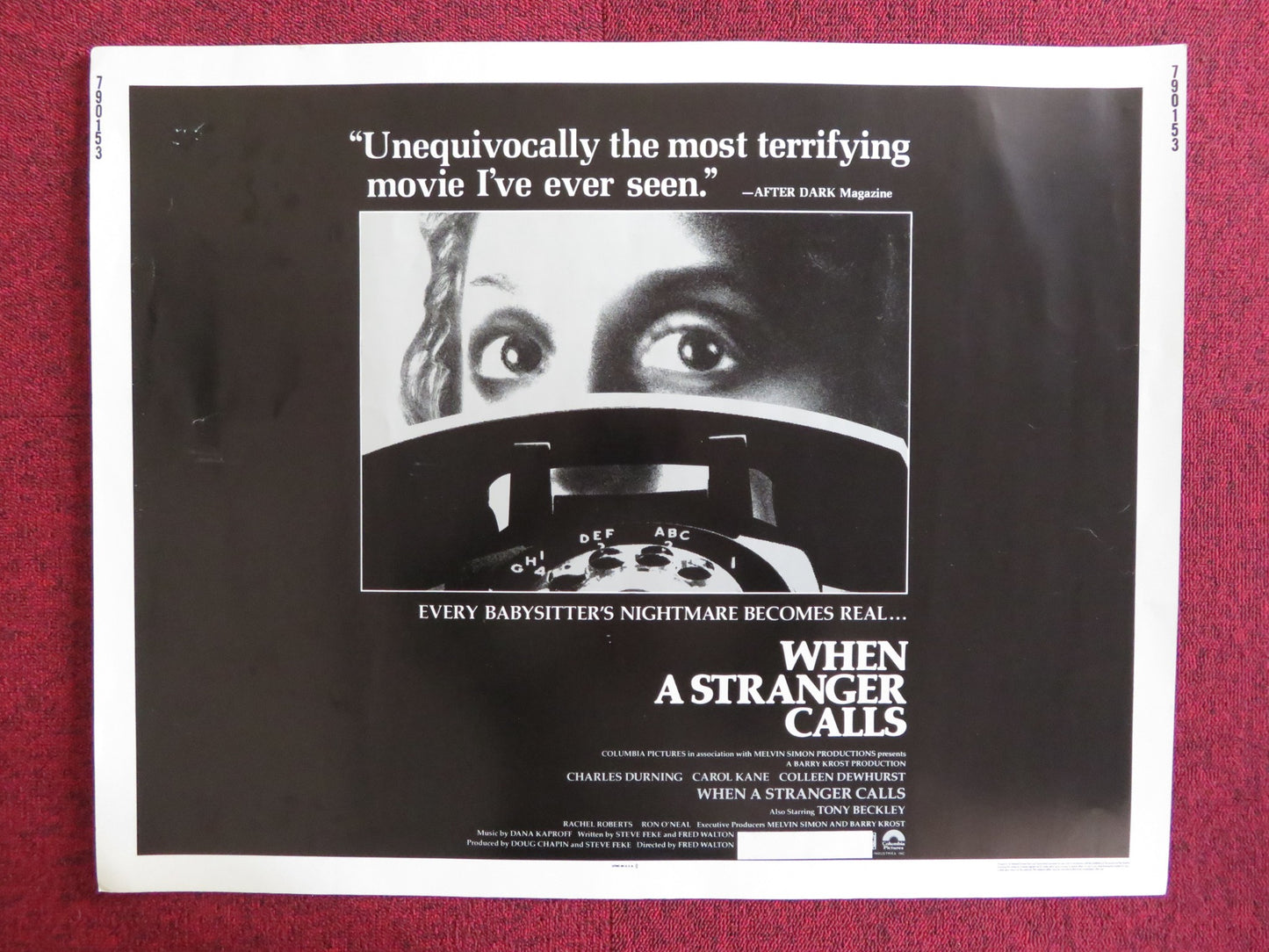 WHEN A STRANGER CALLS US HALF SHEET (22"x 28") POSTER CAROL KANE C. DURNING 1979