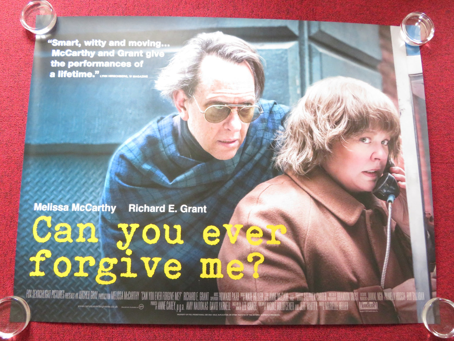 CAN YOU EVER FORGIVE ME? UK QUAD (30"x 40") ROLLED POSTER MELISSA MCCARTHY 2018