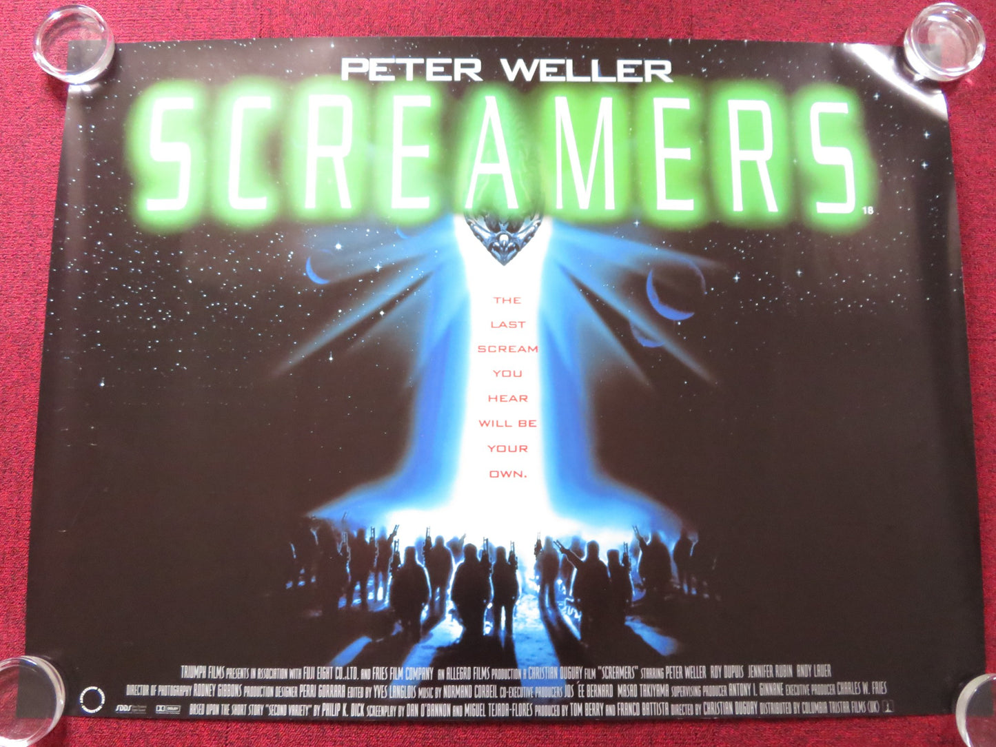 SCREAMERS UK QUAD (30"x 40") ROLLED POSTER PETER WELLER ROY RUPUIS 1995