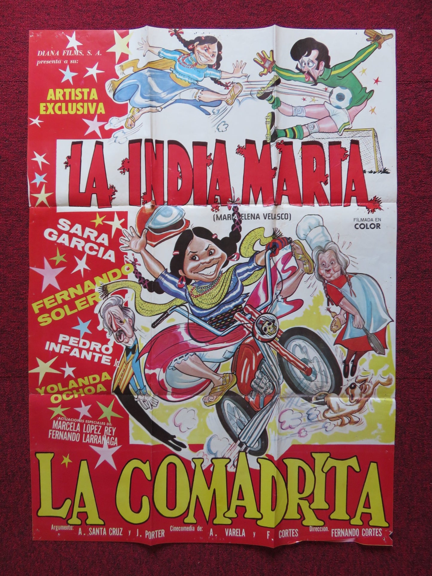 LA COMADRITA FOLDED MEXICAN POSTER MARIA ELENA VELASCO FERNANDO SOLER 1978