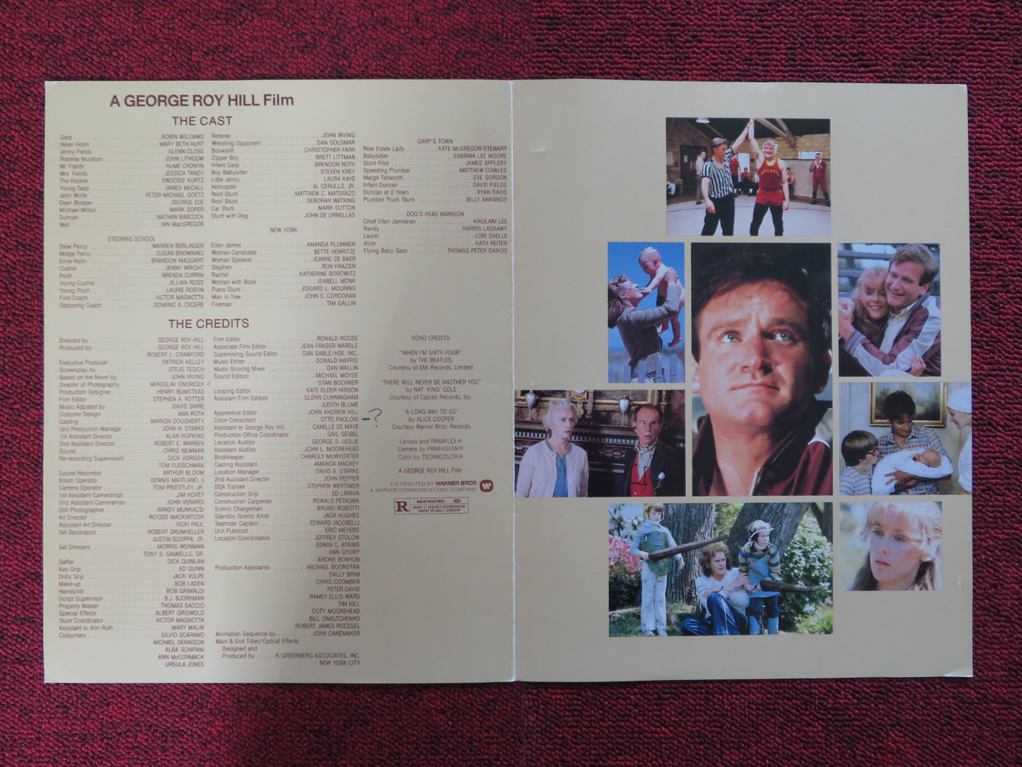 THE WORLD ACCORDING TO GARP US SCREENING PROGRAM ROBIN WILLIAMS GLENN CLOSE 1982