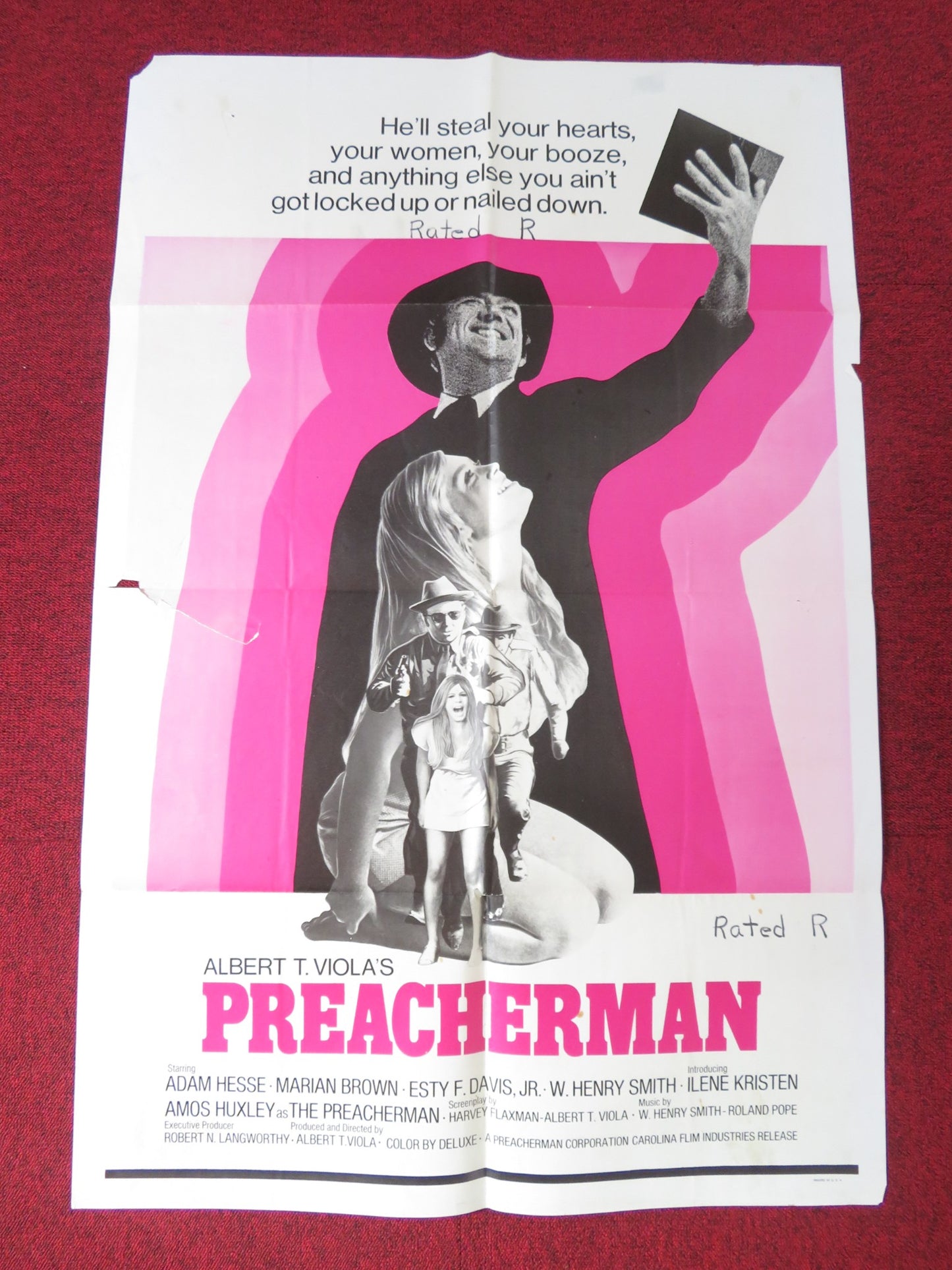 PREACHERMAN FOLDED US ONE SHEET POSTER ALBERT T. VIOLA ILENE KRISTEN 1971