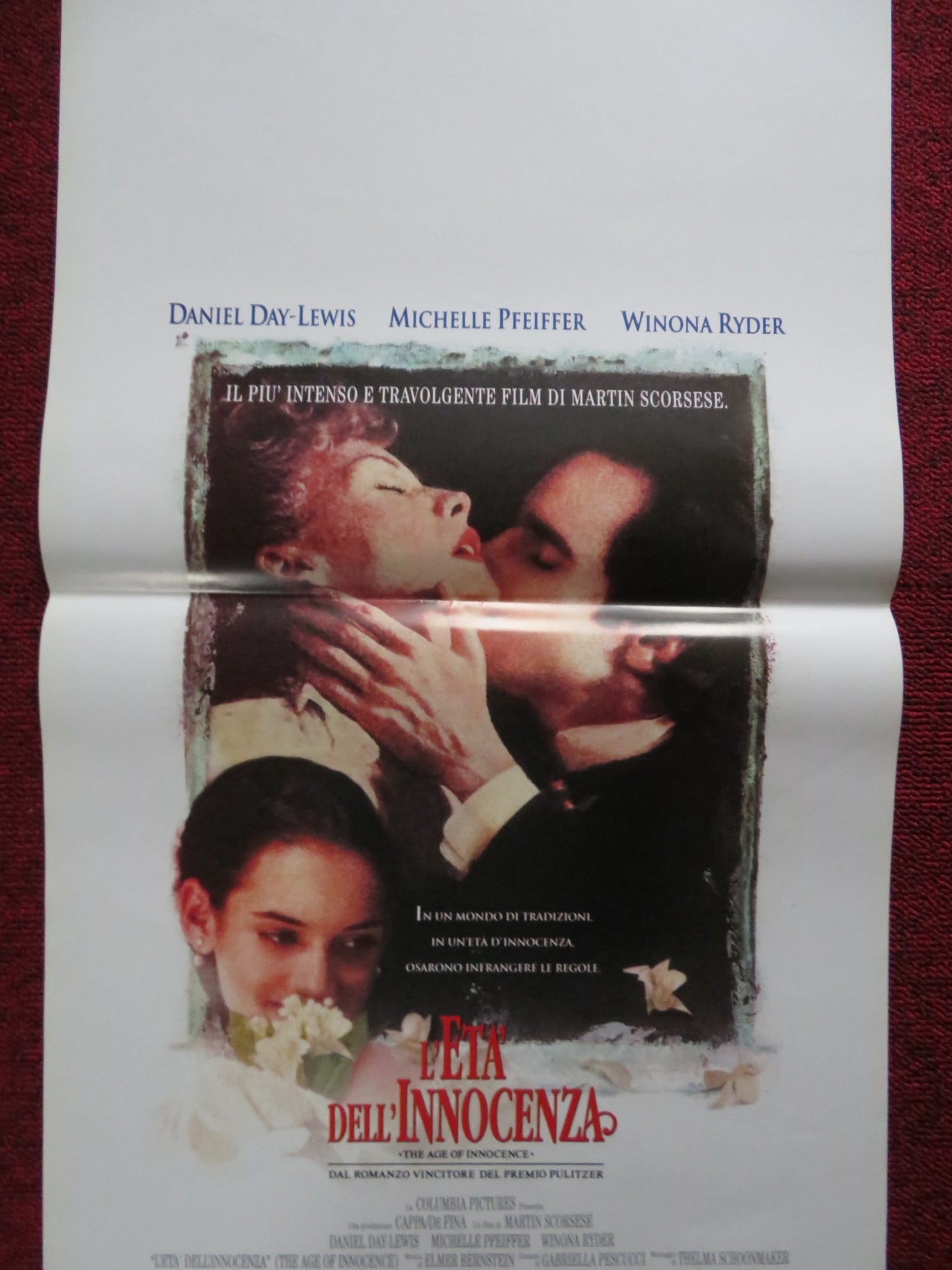 THE AGE OF INNOCENCE ITALIAN LOCANDINA POSTER DANIEL DAY-LEWIS M. PFEIFFER 1993