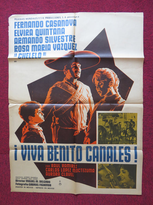 VIVA BENITO CANALES FOLDED MEXICAN POSTER FERNANDO CASANOVA E. QUINTANA  1966